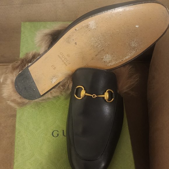 Gucci mens Princetown slippers w/t fur size 8.5 - Picture 3 of 9